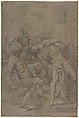 The Flagellation of Christ, Matthäus Gundelach  German, Black chalk, pen and brown ink, brush and brown wash, heightened with white