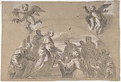 Saint Carl Borromäus, Melchior Steidl (Austrian, Innsbruck 1657–1727 Munich), Graphite, pen and brown ink, brush and gray ink, heightened with white on brown buff paper