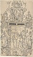 Design for a Tabernacle with the Annunciation, Anonymous, German, 17th century  German, Pen and gray ink, brush and gray wash