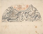 Two alternate designs for stucco for an Italian ceiling, Anonymous, Italian, Piedmontese, 18th century  Italian, Pen and dark brown ink, brush and gray an red chalk wash over leadpoint or graphite, with ruled and compass construction; scale at bottom of drawing in pen and brown ink over leadpoint or graphite