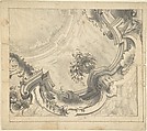 One Quarter of a Design for a Painted Ceiling on Recto. Verso, ornaments, Anonymous, Italian, Piedmontese, 18th century, Pen and brown ink, brush and gray wash, over leadpoint, with ruled and compass construction (recto).  Architectural drawing in leadpoint (verso)