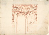 Design for the Decorative Scheme of a Wall, Anonymous, Italian, Piedmontese, 18th century  Italian, Red chalk, brush and red wash over red chalk; ruled construction in leadpoint