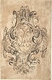 Design for a Coat of Arms with Two Dragons and Initials [?] in center (recto); Three Constructed Circles with Inscriptions (verso), Anonymous, Italian, Piedmontese, 18th century, Pen and brown ink over leadpoint on brown washed cream laid paper (still partly visible; recto and verso)