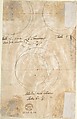 Design for a Coat of Arms with Two Dragons and Initials [?] in center (recto); Three Constructed Circles with Inscriptions (verso), Anonymous, Italian, Piedmontese, 18th century, Pen and brown ink over leadpoint on brown washed cream laid paper (still partly visible; recto and verso)