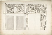 Design for the Elevation of a Wall Interior, Anonymous, Italian, Piedmontese, 18th century  Italian, Pen and brown ink, brush and gray wash, over leadpoint or graphite, with ruled and compass construction; framing outlines in pen and brown ink