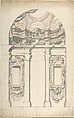 Two alternate Design for a wall elevation, Anonymous, Italian, Piedmontese, 18th century Italian, Pen and brown ink, brush and gray, mauve wash over leadpoint, with ruled and compass construction; vertical line on the center of the sheet in leadpoint on recto, and in black chalk on verso