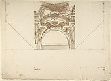 Two alternate projects for a Cornice, Anonymous, Italian, Piedmontese, 18th century  Italian, Pen and dark brown ink, brush and brown, gray wash over leadpoint, with riled and compass construction; framing lines in pen and brown ink; scale at bottom of design, in pen and brown ink over lead point