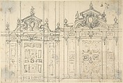 Design for a decoration of wall doors, Anonymous, Italian, Piedmontese, 18th century  Italian, Graphite with ruled construction