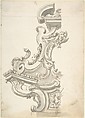 Design for One Half of an Overdoor, Anonymous, Italian, Piedmontese, 18th century  Italian, Pen and brown ink, brush and gray wash, over leadpoint or graphite, with ruled construction