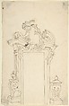 Two Alternate Designs for a Door Frame, Anonymous, Italian, Piedmontese, 18th century, Pen and brown ink, over leadpoint or graphite, with ruled construction (recto); leadpoint or graphite (verso)