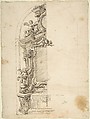 Half design for the decoration of an Altar with Putti, Anonymous, Italian, Piedmontese, 18th century  Italian, Pen and ink over graphite; framing outlines in graphite (recto); pen and ink (verso)