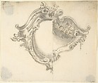 Two Variant Half Designs for a Cartouche, Anonymous, Italian, Piedmontese, 18th century Italian, Pen and brown ink, brush and gray wash, over lead point or graphite; framing lines in pen and brown ink