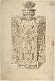 Design for a Wall Fountain, Anonymous, Italian, Lombard, 16th century  Italian, Pen and brown ink, brush and light brown wash, over leadpoint, with ruled construction