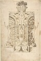 Design for a Wall Fountain, Anonymous, Italian, Lombard, 16th century  Italian, Pen and brown ink over leadpoint or graphite; framing outlines in leadpoint or graphite
