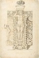 Design for a Wall Fountain, Anonymous, Italian, Lombard, 16th century  Italian, Pen and brown-gray ink over leadpoint, with ruled construction