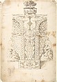 Design for a Wall Fountain, Anonymous, Italian, Lombard, 16th century  Italian, Pen and brown ink, brush and  light brown wash over leadpoint underdrawing and ruled lines