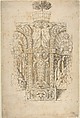 Design for a Wall Fountain, Anonymous, Italian, Lombard, 16th century  Italian, Pen and brown ink, brush and light brown wash over leadpoint
