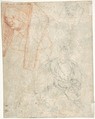 Head of a Woman and Sketch of a Figure (?), Anonymous, German, 16th century, Red chalk, black chalk