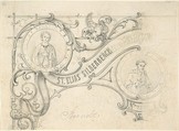 Design for Ticket or an Invitation, Anonymous, German, 19th century  German, Graphite, with touches of pen and black ink. Paper pricked in the area of the saints.