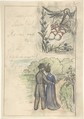 Study for a Birth Announcement, Anonymous, German, 19th century, Watercolor, black chalk; framing lines in graphite