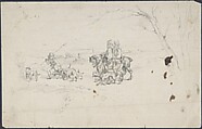 Sketch of horsemen with dogs, Anonymous, German, 19th century German