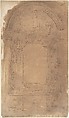 Two halved variants for a Chapel, Anonymous, Italian, Piedmontese, 18th century Italian, Pen and brown ink, with ruled and compass construction in pen and brown ink on cream laid paper covered with brown wash. Scale at bottom of drawing in pen and and brown ink