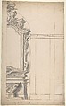 Design for one half of an Altar with a Pilastered Wall at the Right, Anonymous, Italian, Piedmontese, 18th century  Italian, Pen and brown ink, brush and gray wash, over graphite, with ruled and compass construction. Scales at bottom in pen and brown ink; framing lines in pen and brown ink