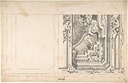 Design for One Quarter of a Ceiling, Anonymous, Italian, Piedmontese, 18th century  Italian, Pen and dark brown ink, brush and gray wash, over graphite or leadpoint, with ruled construction; scales, at bottom, in pen and brown ink