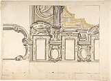 Design for an Attic Window and an Interior, with the Frame of the Ceiling Shown, Anonymous, Italian, Piedmontese, 18th century  Italian, Pen and brown ink, brush with gray, brown and yellow wash, over leadpoint or graphite; scales at bottom in pen and brown ink