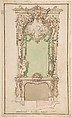 Design for Mantelpiece and Elaborate Overmantel, Anonymous, Italian, 18th century , Neapolitan Italian, Pen and brown ink, brush and brown, pink, and green wash, over graphite
