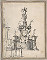 Design for a Catafalque or a Tomb Monument, Anonymous, Italian, 18th century Italian, Wash over black chalk