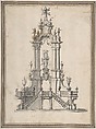 Design for a Catafalque, Anonymous, Italian, 18th century Italian, Brown ink and wash