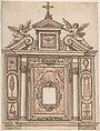 Design for a Tomb, with Ducal Crown at the Center, Anonymous, Italian, 18th century Italian, Pen and ink and wash