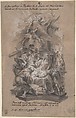 Nativity, Johann Wolfgang Baumgartner German, Pen and black ink, brush and gray wash with white heightening on brown paper; incised for transfer; reddened on verso with chalk