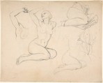Studies of a Sitting Woman; verso: Studies of Men, Eduard Julius Friedrich Bendemann (German, Berlin 1811–1889 Düsseldorf), Graphite