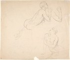 Studies of a Boy Playing the Flute; verso: Studies of Seated Man, Eduard Julius Friedrich Bendemann (German, Berlin 1811–1889 Düsseldorf), Graphite
