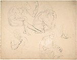 Studies of a Seated Bearded Man, Eduard Julius Friedrich Bendemann  German, Graphite