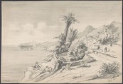 Mediterranean landscape (recto); Mountains (verso), Alexandre Calame Swiss, Graphite
