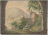 The Four Castles of Neckarsteinach, Carl Philipp Fohr  German, Pen and brown ink, brush and brown wash and watercolor, framing line in black ink