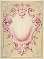 Design for a Cartouche, Anonymous, Italian, 18th century Italian, Brush and pink, yellow, and mauve wash, over graphite, on cream laid paper