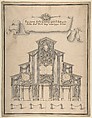 Decoration for the Façade of a Church for the Funeral of Joseph I, 1711, Anonymous, Italian, 18th century  Italian, Pen and black ink, brush and gray wash, over lead underdrawing on cream laid paper; framing lines in pen and black ink and graphite or lead