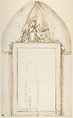 Frame for a Painting of Saint Christopher, Anonymous, Italian, 18th century  Italian, Pen and brown ink, brush with brown and yellow wash, over graphite, on cream laid paper