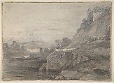 River Landscape, Anonymous, Italian, 19th century  Italian, Pen and black and brown ink, gray wash