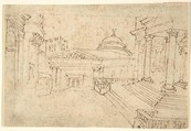 Architectural Drawings, Anonymous, Italian, 19th century, Pen and brown ink, brush and gray wash