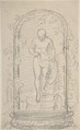 Recto:Nude Female Figure in a Niche   Verso: Study for a Fountain, Hans Gasser (Austrian, Eisentratten 1817–1868 Budapest), Graphite