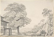 Landscape with a Tree in front of a Villa, Eduard Gaertner  German, Graphite