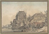 View of a Village alongside a River, Samuel Hieronymus Grimm Swiss, Pen and dark gray ink, brush and gray wash, watercolor