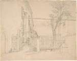 View of a Courtyard in Loschwitz (?), August Heinrich German, Graphite