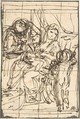 Holy Family with St. John the Baptist, Anton Raphael Mengs  German, Pen and brown ink, squared for transfer in black chalk