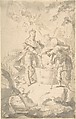 Saint Wenceslas at the Vintage, Attended by Angels and Putti, Franz Anton Maulbertsch  Austrian, Brown ink with gray wash